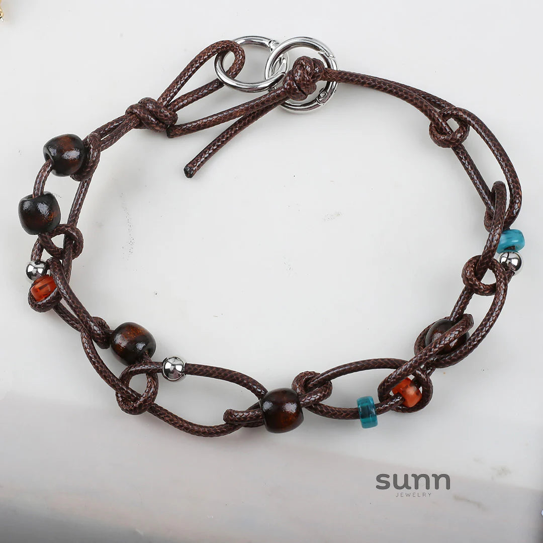 Bayla Suede Wood Bead Choker