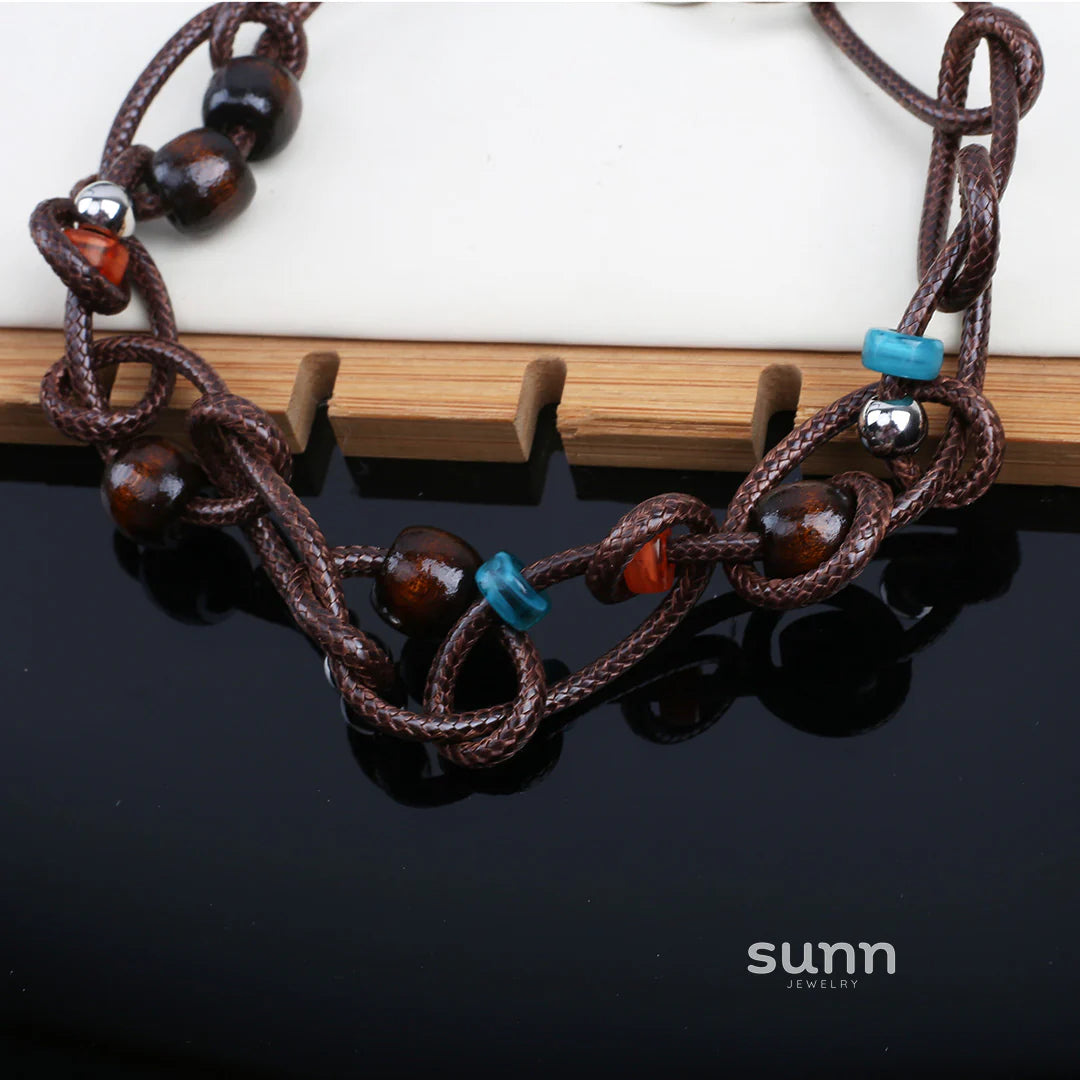 Bayla Suede Wood Bead Choker