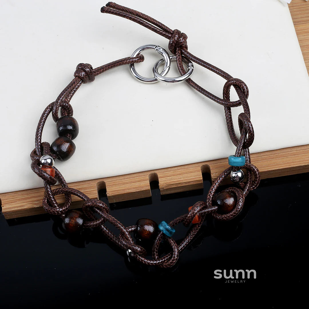 Bayla Suede Wood Bead Choker