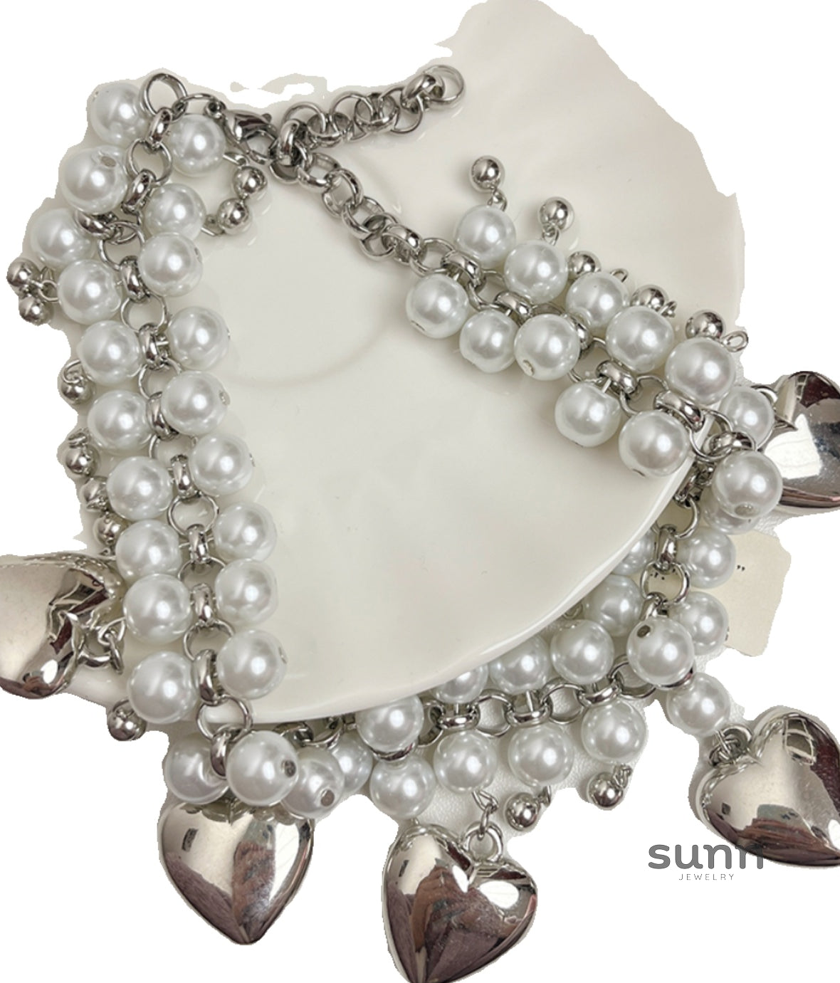 Baylee Heart Pearl Layered Necklace [VKDATNAO]