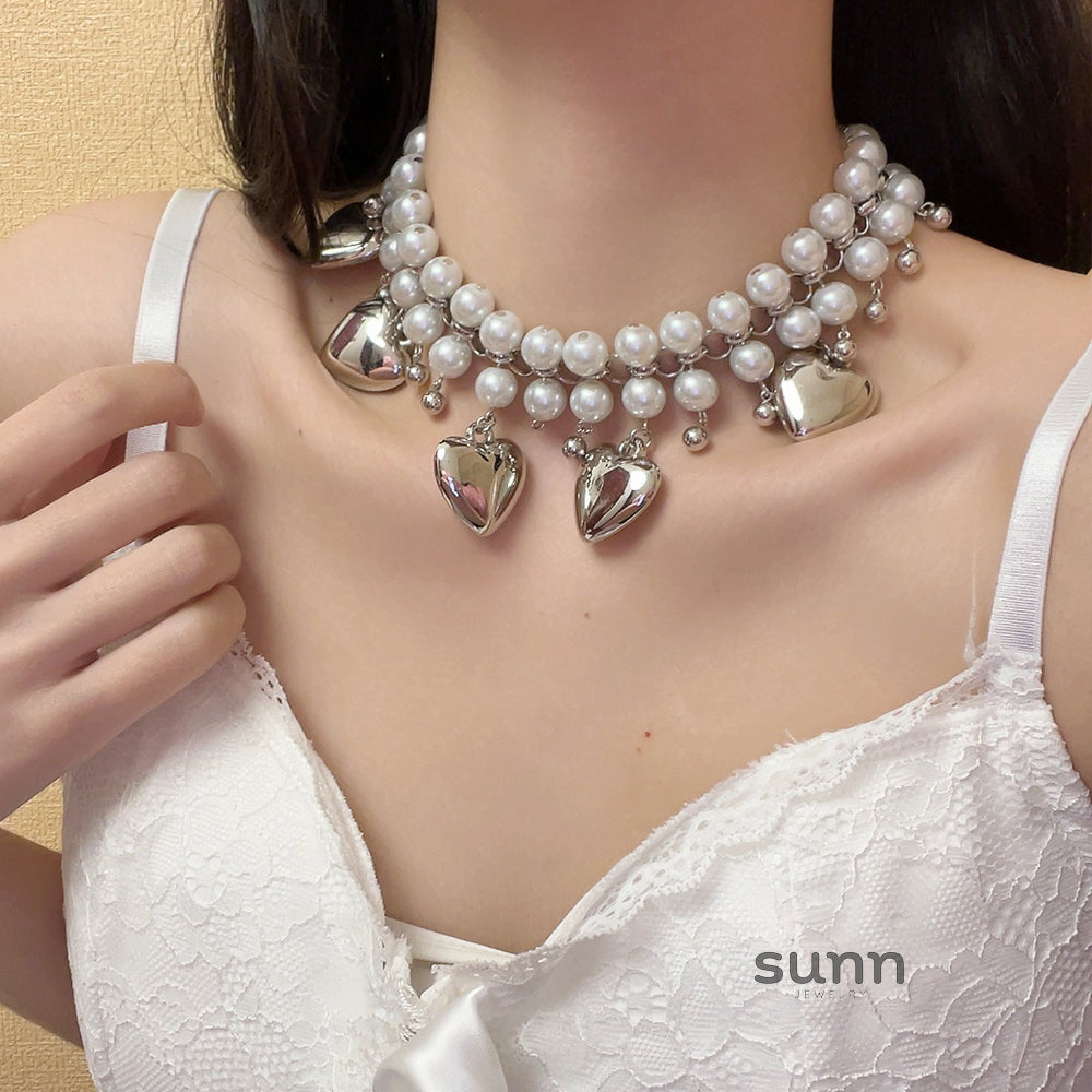 Baylee Heart Pearl Layered Necklace [P2OV5U3Z]