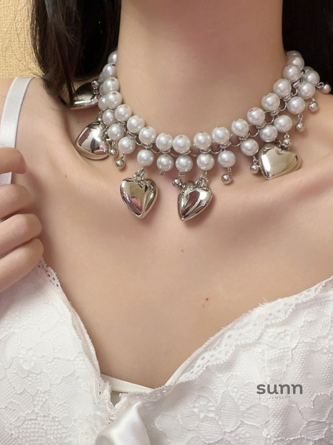 Baylee Heart Pearl Layered Necklace [SVXV5QXG]