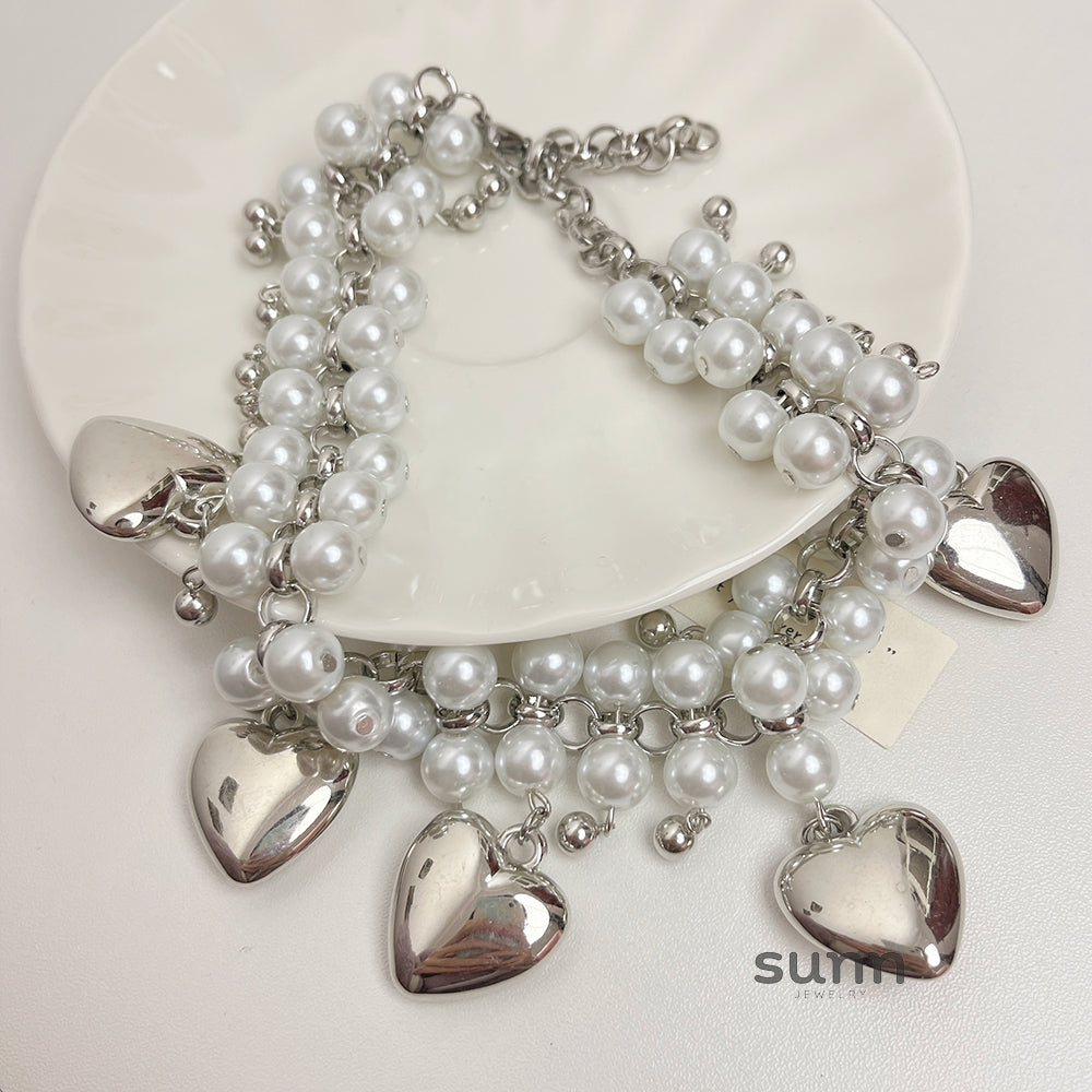 Baylee Heart Pearl Layered Necklace [SD3ZASUS]