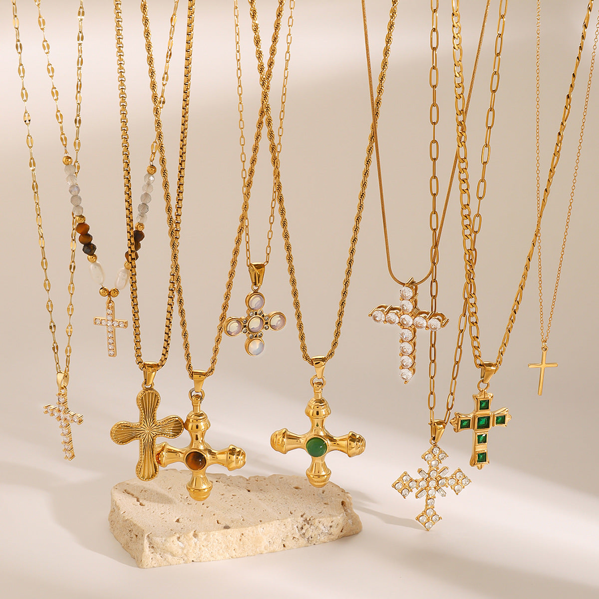 Baylei Zircon Cross Necklace [949WA55V]