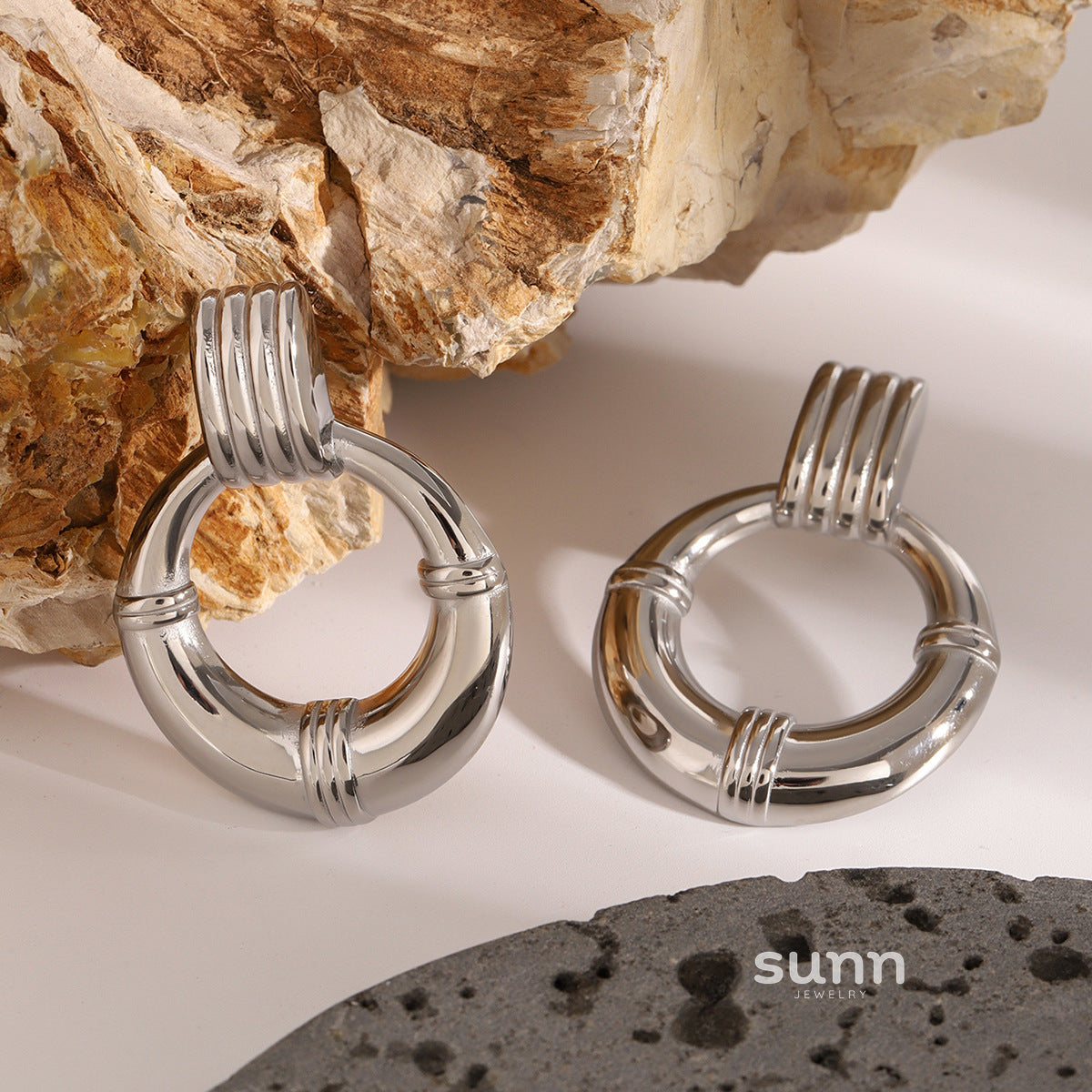 Bayleigh Titanium Hoop Earrings [X0F6LV31]
