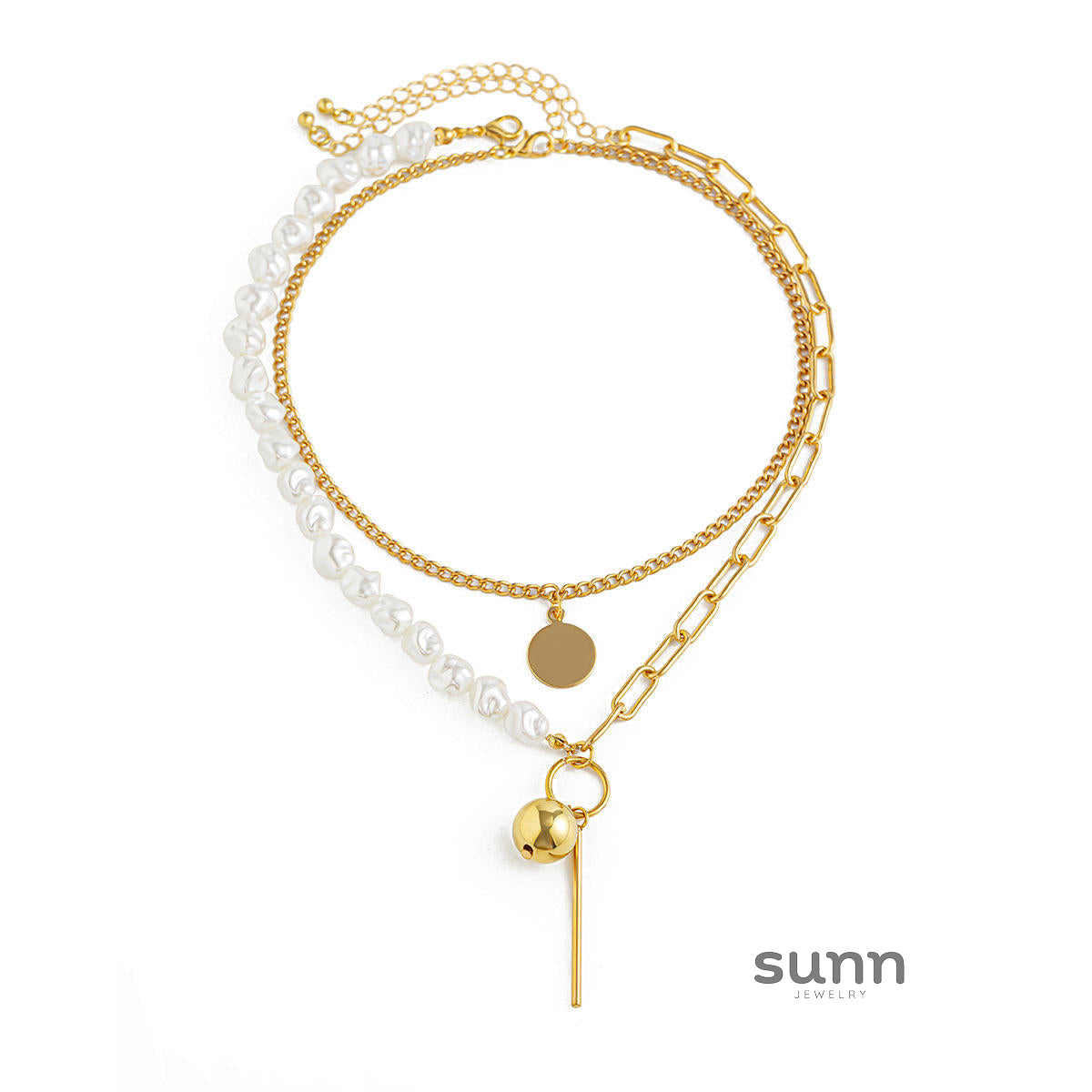 Bayley Layered Pearl Sequin Necklace [6VA2ZQ5U]