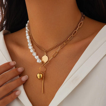 Bayley Layered Pearl Sequin Necklace [FRZYMPFJ]