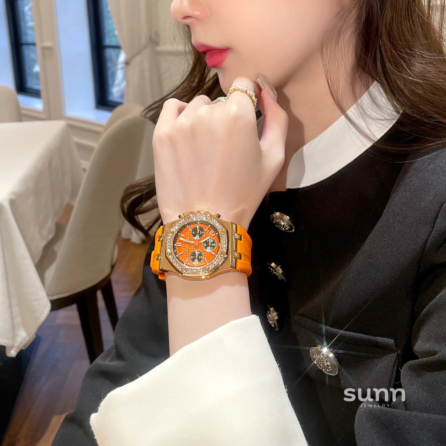 Becky Crystal Bezel Wristwatch