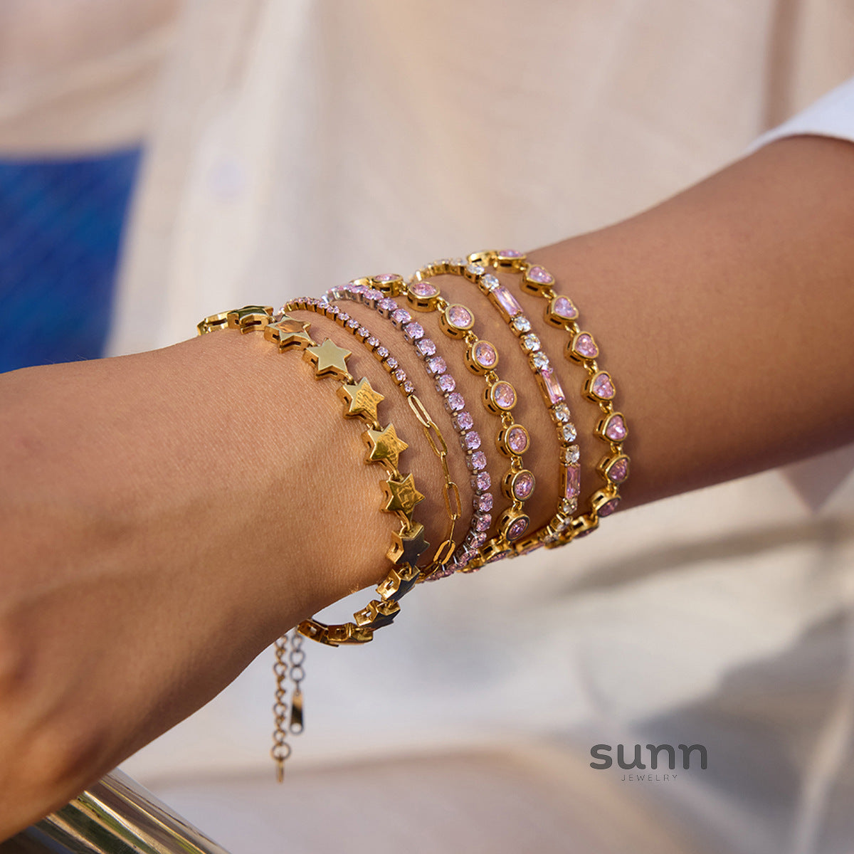Bellah Zircon Stacking Bracelet Set [9SPY4XUG]