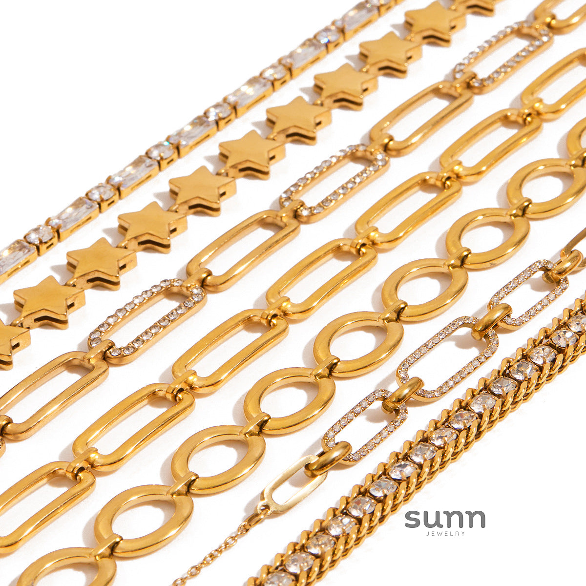 Bellah Zircon Stacking Bracelet Set [3WA41KXD]