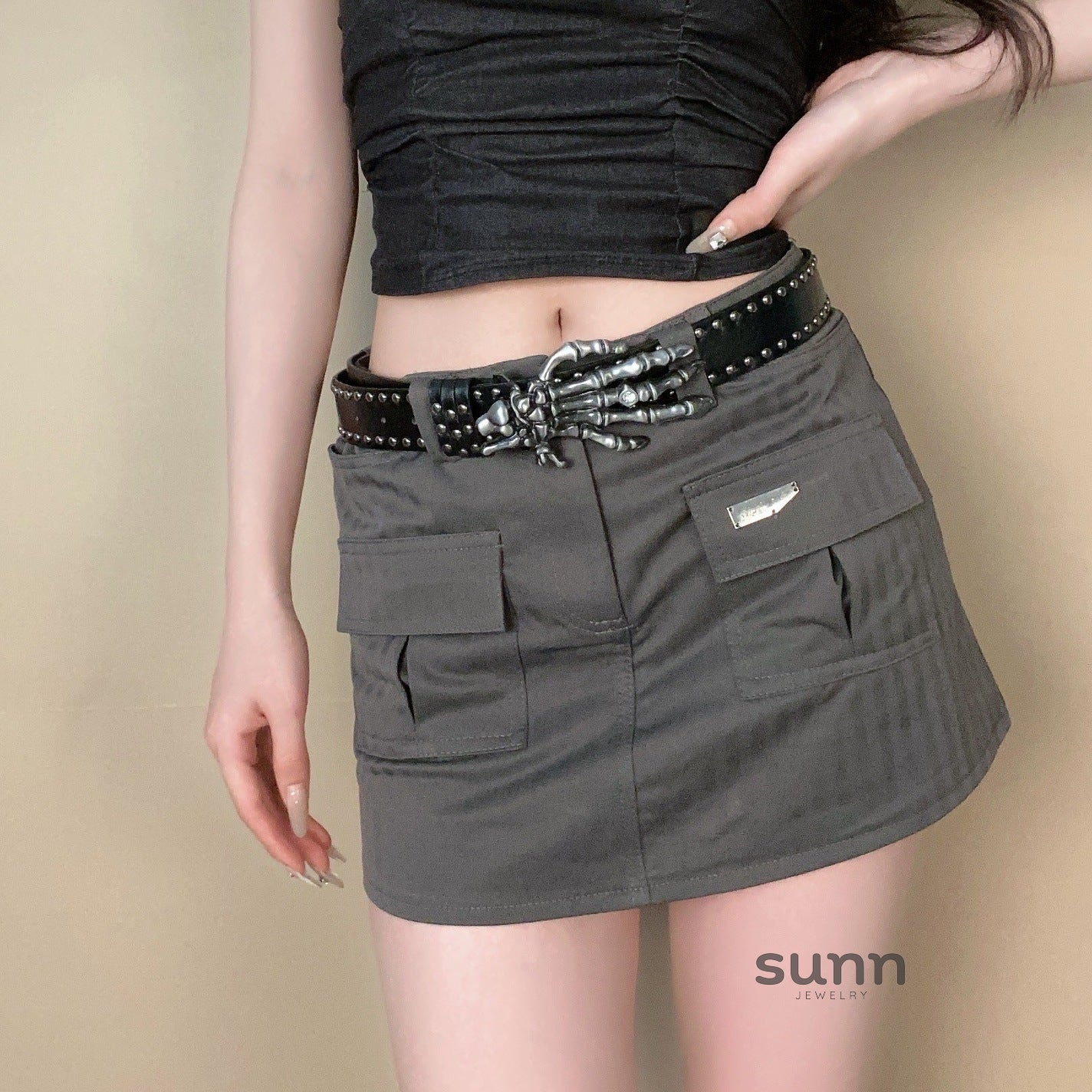 Bellamie Skull Rivet Belt [WQW59EHF]