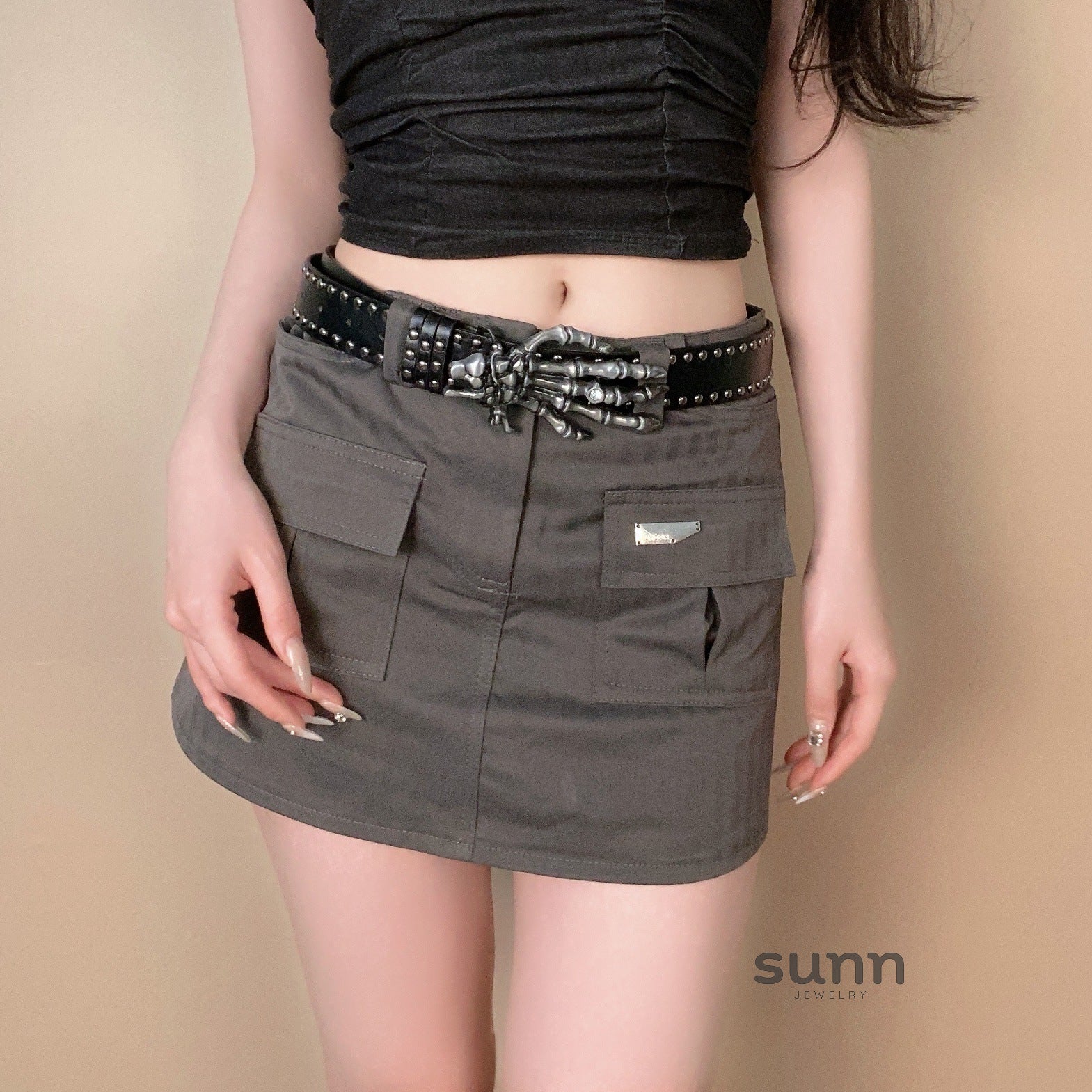 Bellamie Skull Rivet Belt [LWEM7T71]