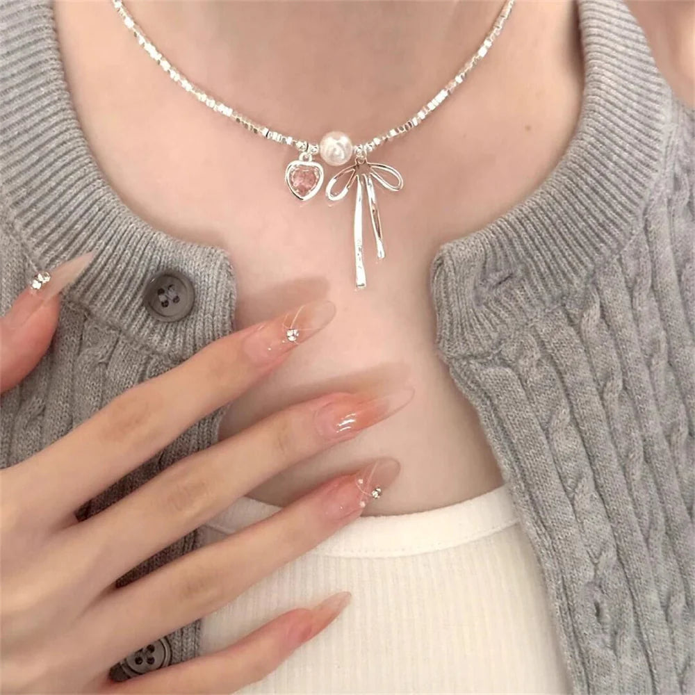 Bentlee Dainty Pink Heart Necklace
