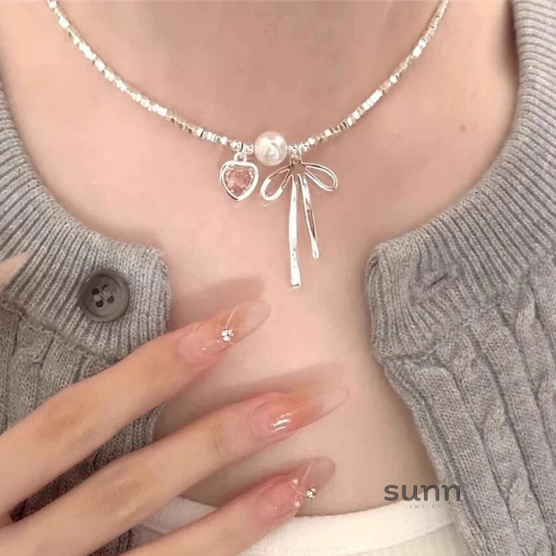 Bentlee Dainty Pink Heart Necklace