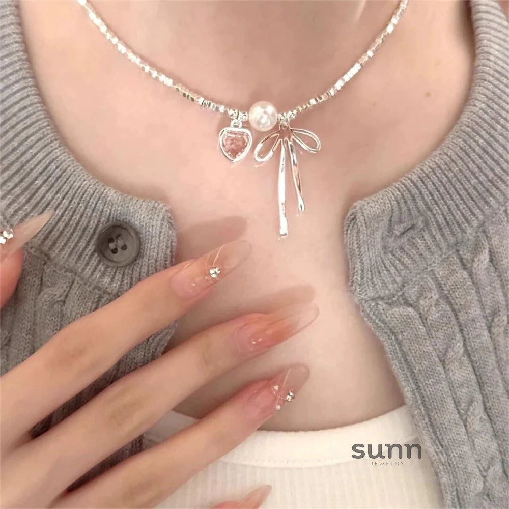 Bentlee Dainty Pink Heart Necklace