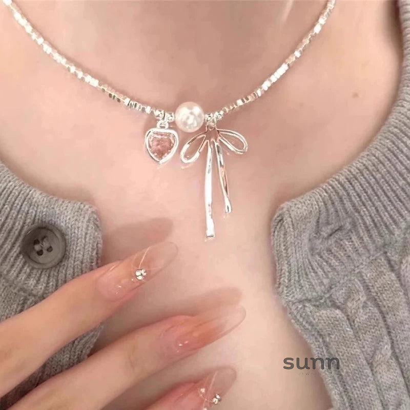 Bentlee Dainty Pink Heart Necklace