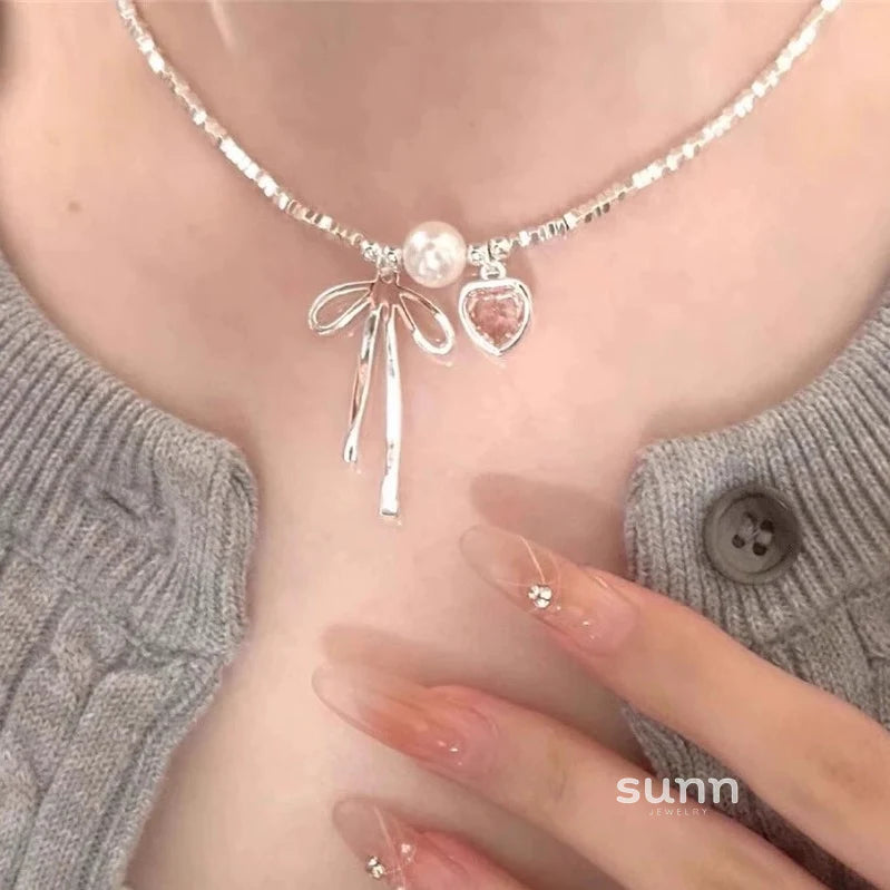 Bentlee Dainty Pink Heart Necklace