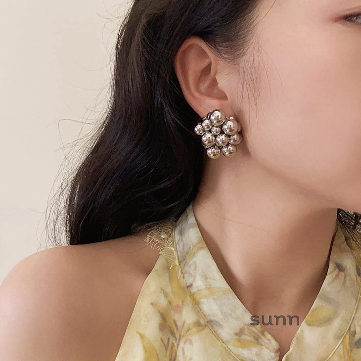 Berkeley Silver Bubble Orb Earrings [6G35V8NT]