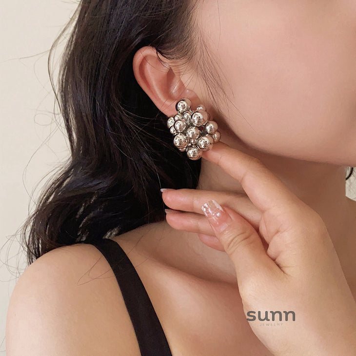 Berkeley Silver Bubble Orb Earrings [KE4HBJY9]