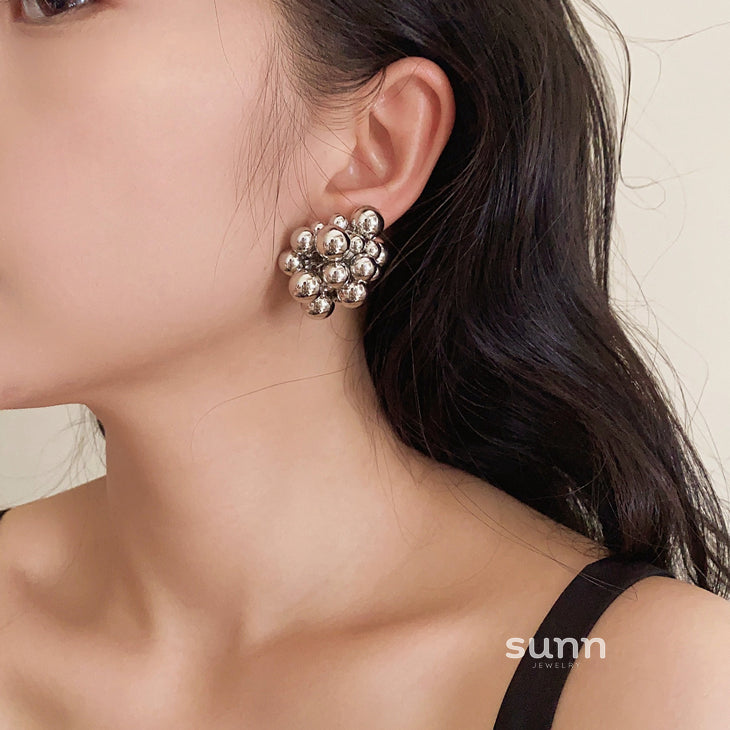 Berkeley Silver Bubble Orb Earrings [2UPNYI3B]