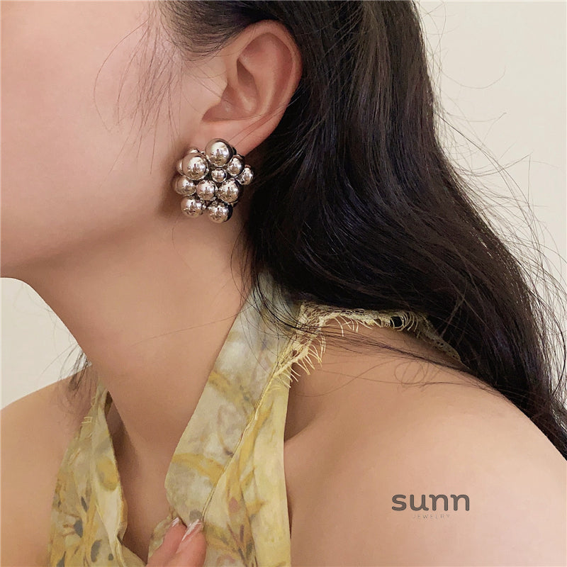Berkeley Silver Bubble Orb Earrings [O0QB9F44]
