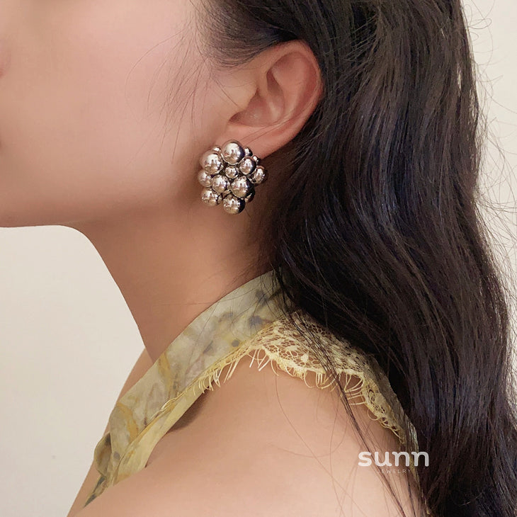 Berkeley Silver Bubble Orb Earrings [0W0MYSA6]