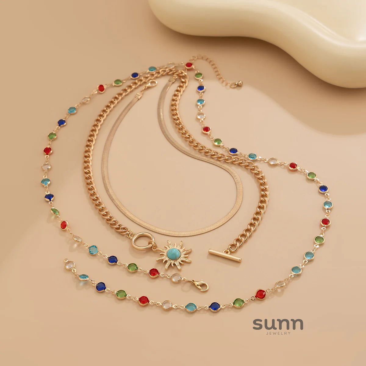 Bexlee Layered Sunflower Necklace Set