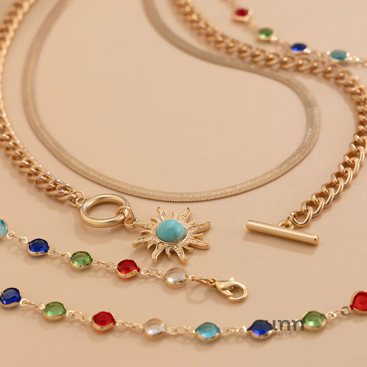 Bexlee Layered Sunflower Necklace Set