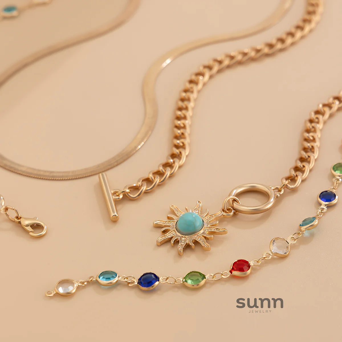 Bexlee Layered Sunflower Necklace Set