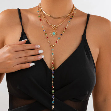 Bexlee Layered Sunflower Necklace Set