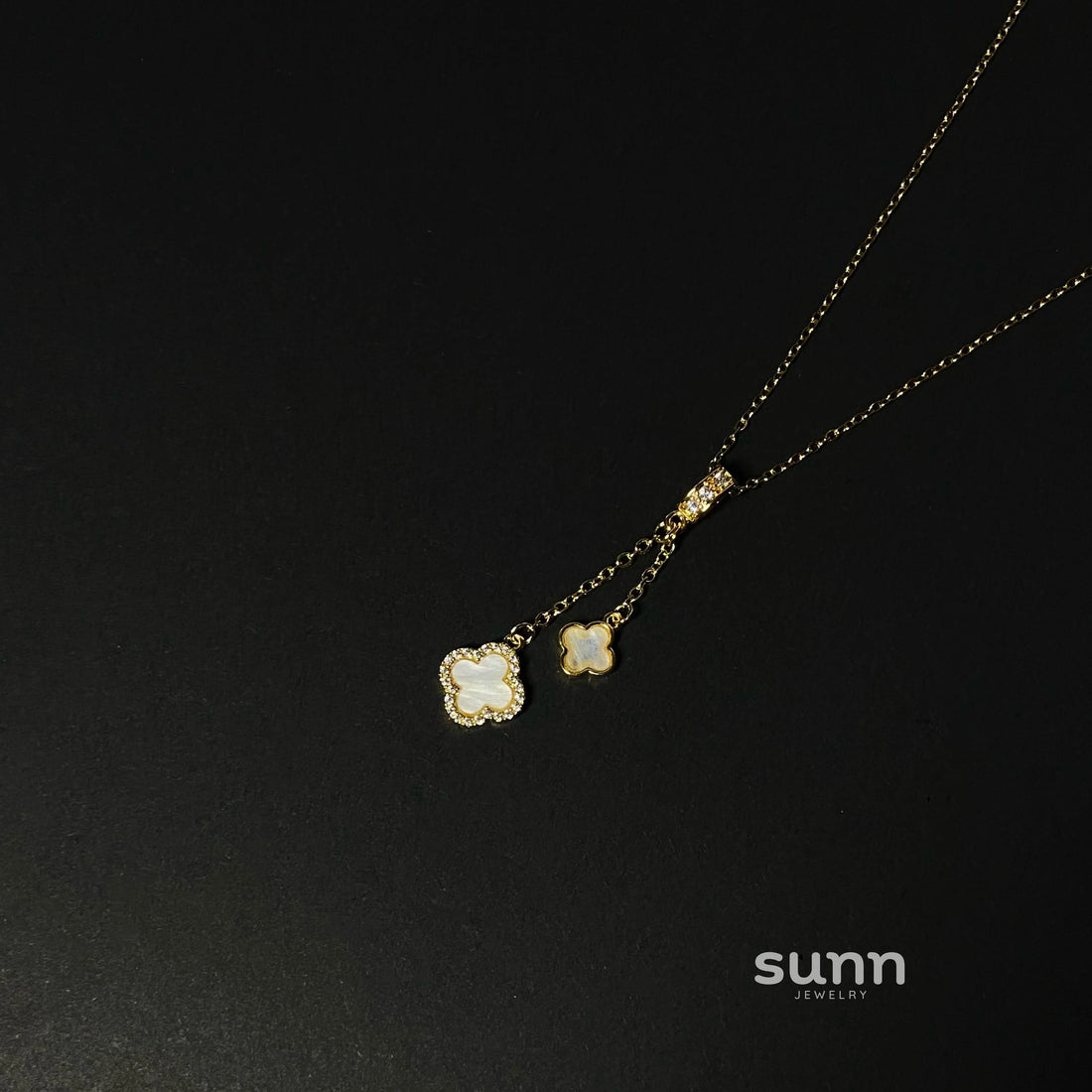 Birdie Mother-of-Pearl Clover Necklace