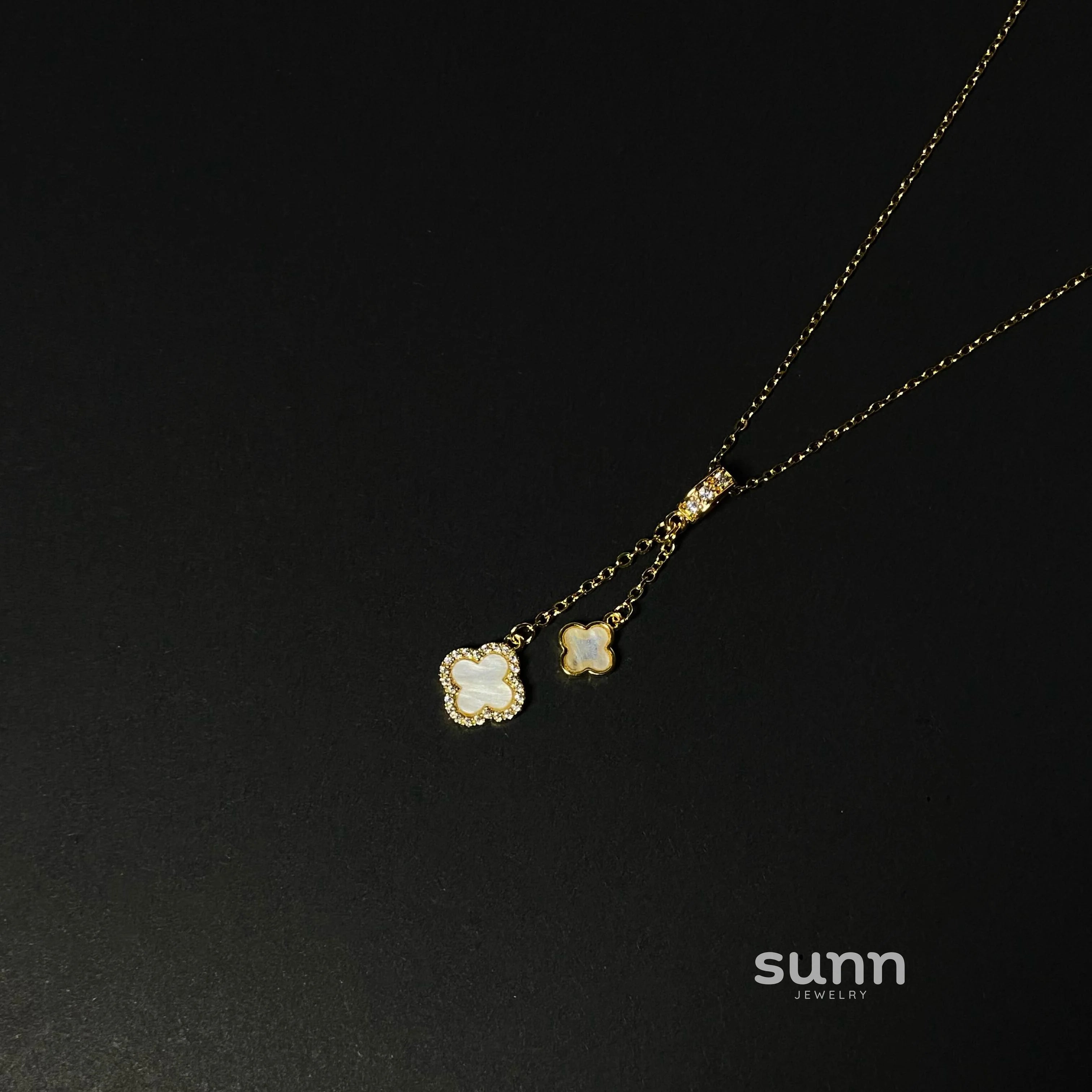 Birdie Mother-of-Pearl Clover Necklace