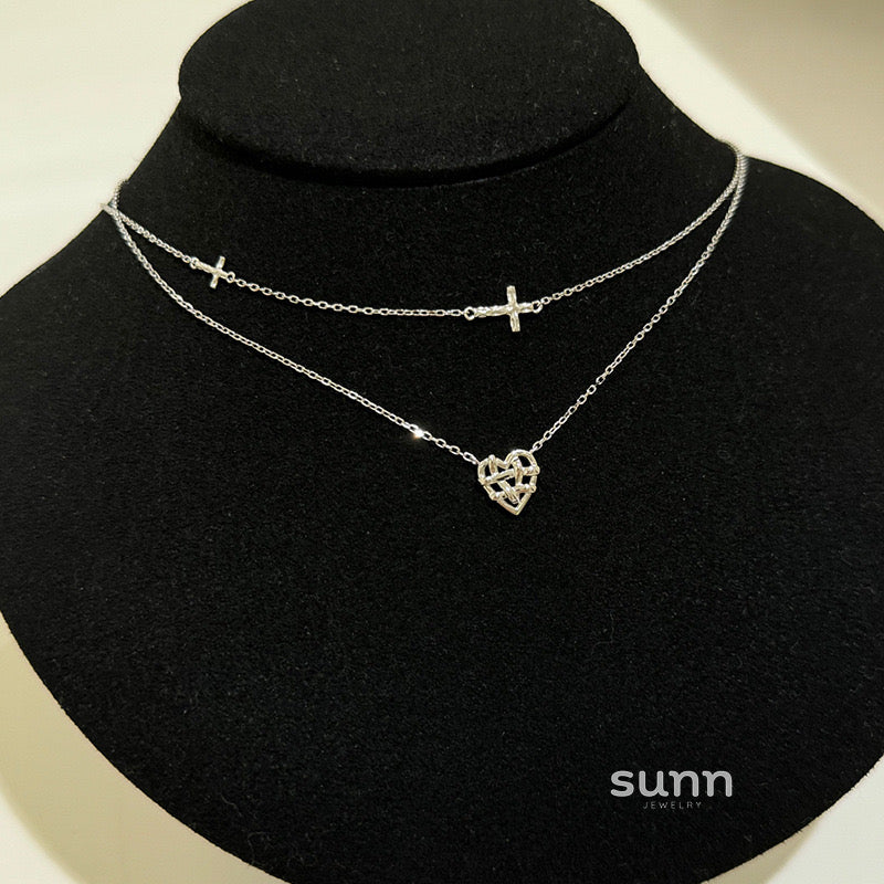 Blakeleigh Layered Heart Cross Necklace