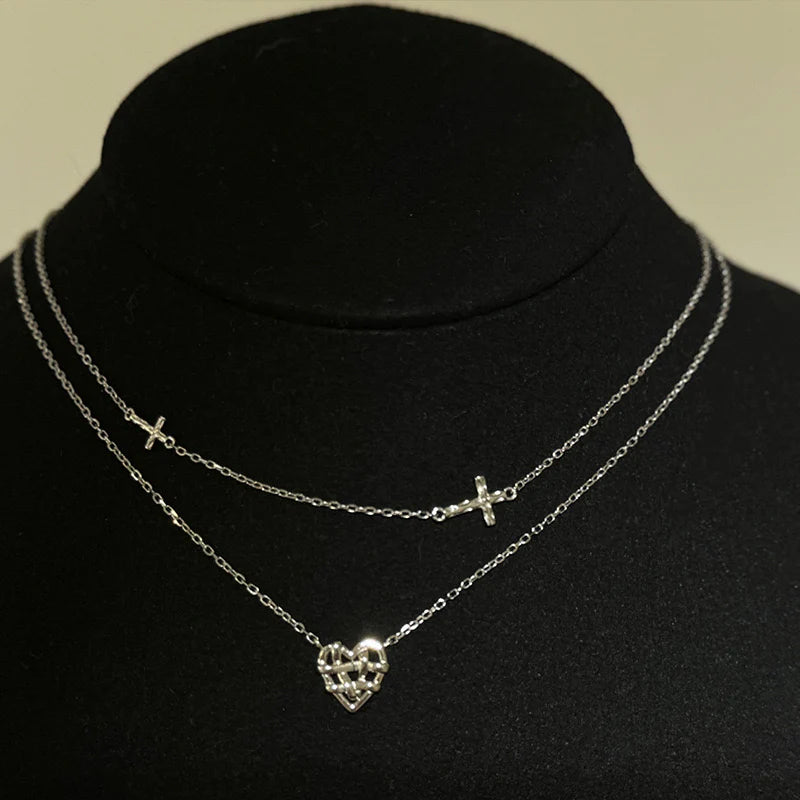 Blakeleigh Layered Heart Cross Necklace