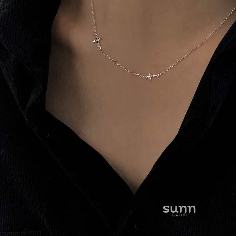 Blakeleigh Layered Heart Cross Necklace