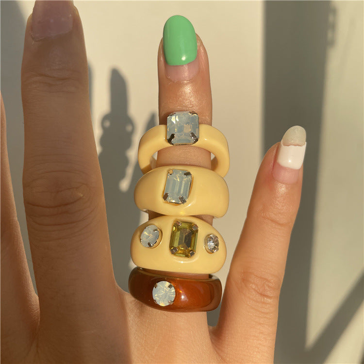 Blayklee Resin Stackable Ring Set [8W3ZOI4A]