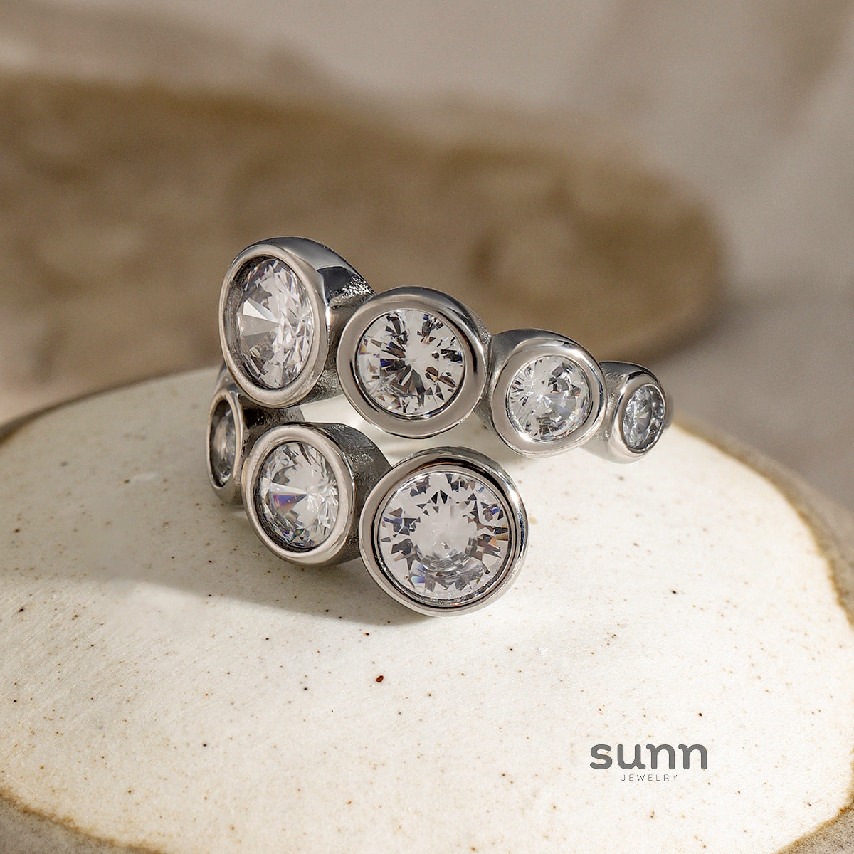 Brady Irregular Zircon Open Ring [2BFNSL1K]