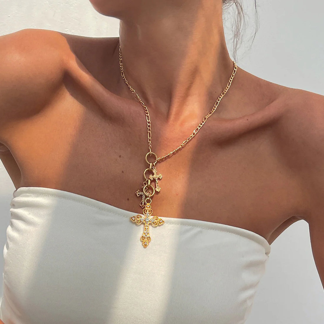 Braelynne Rhinestone Cross Pendant Necklace