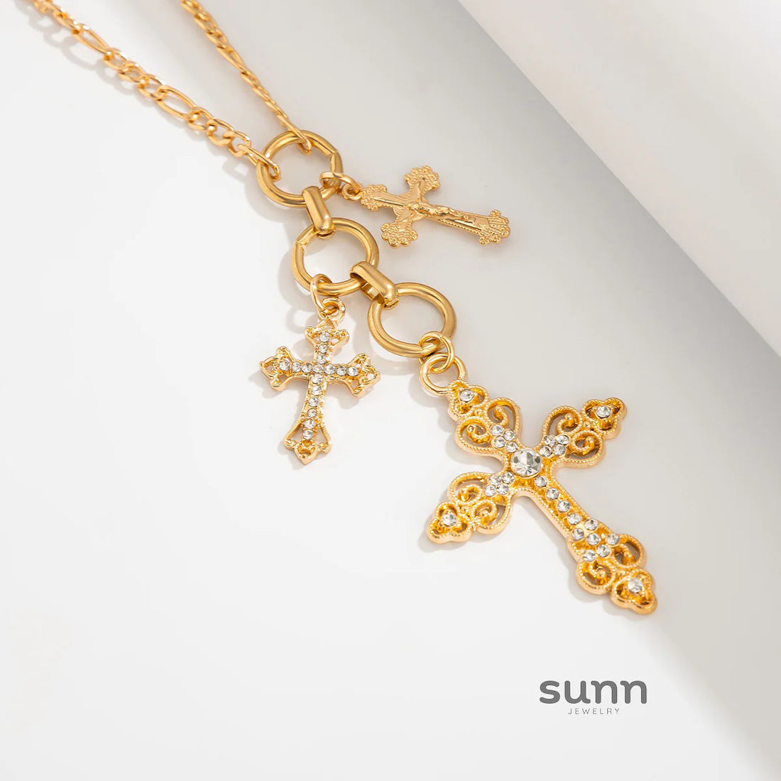 Braelynne Rhinestone Cross Pendant Necklace