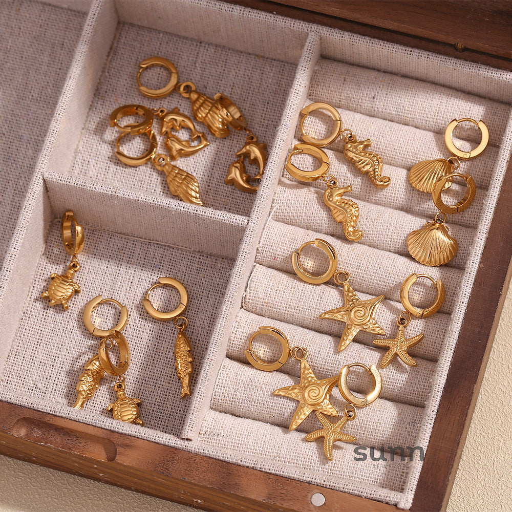 Brailynn Gilded Ocean Charm Hoops [W9XK4HNW]