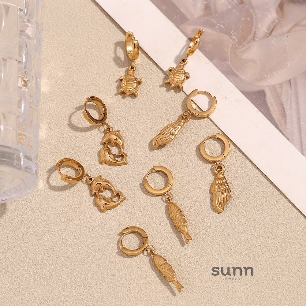 Brailynn Gilded Ocean Charm Hoops [O0EVCG59]