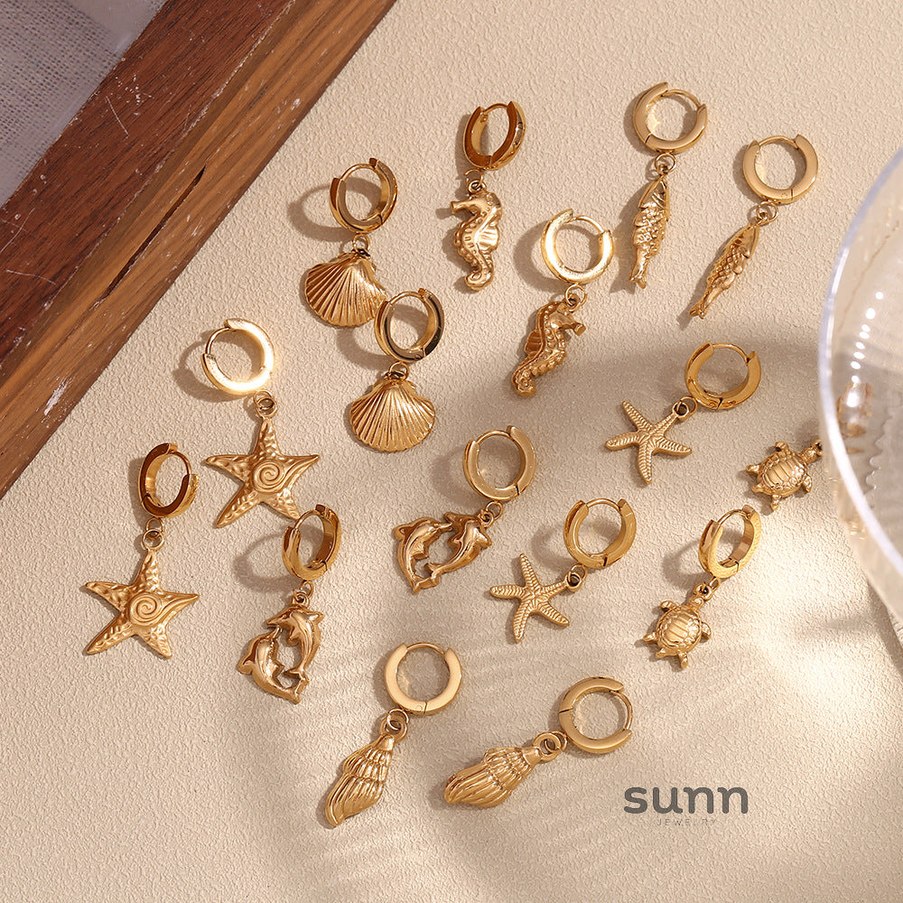 Brailynn Gilded Ocean Charm Hoops [S7AFVZU3]