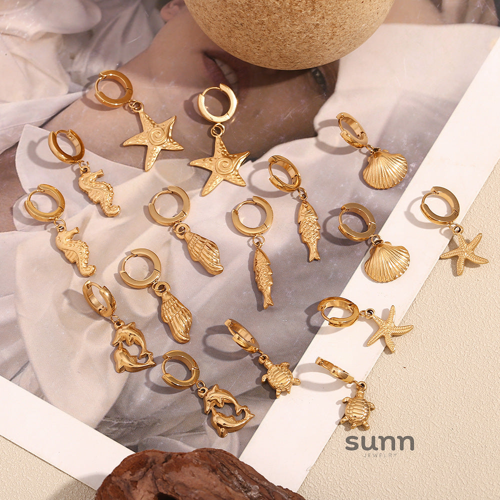 Brailynn Gilded Ocean Charm Hoops [GDRF629N]