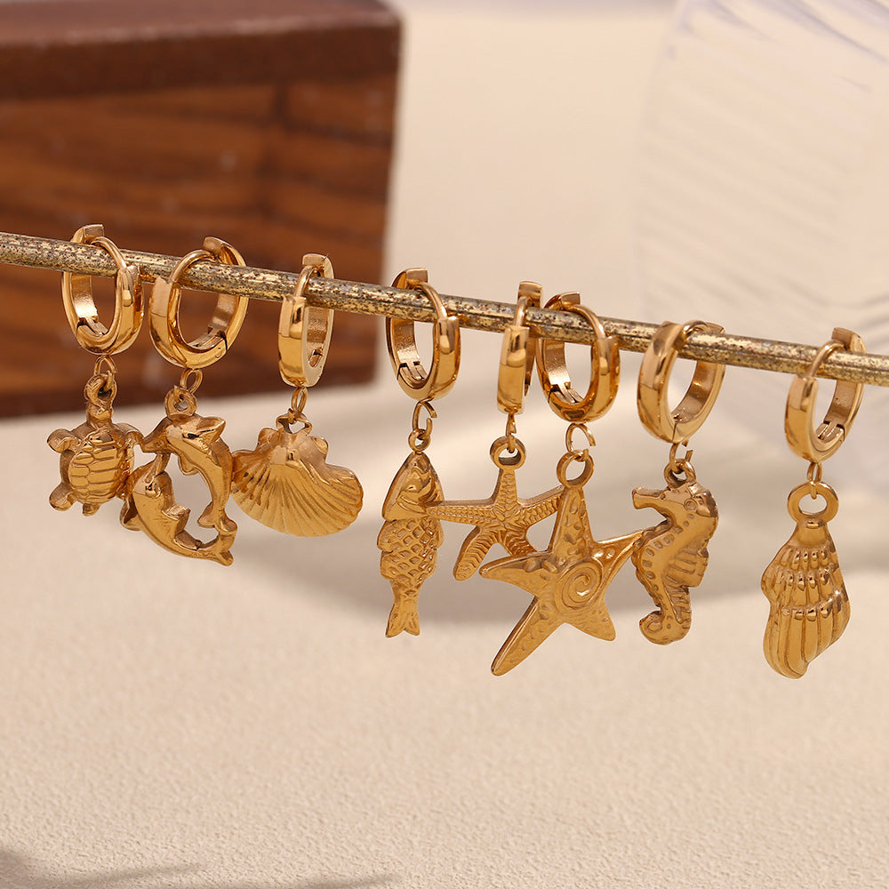 Brailynn Gilded Ocean Charm Hoops [W9XK4HNW]