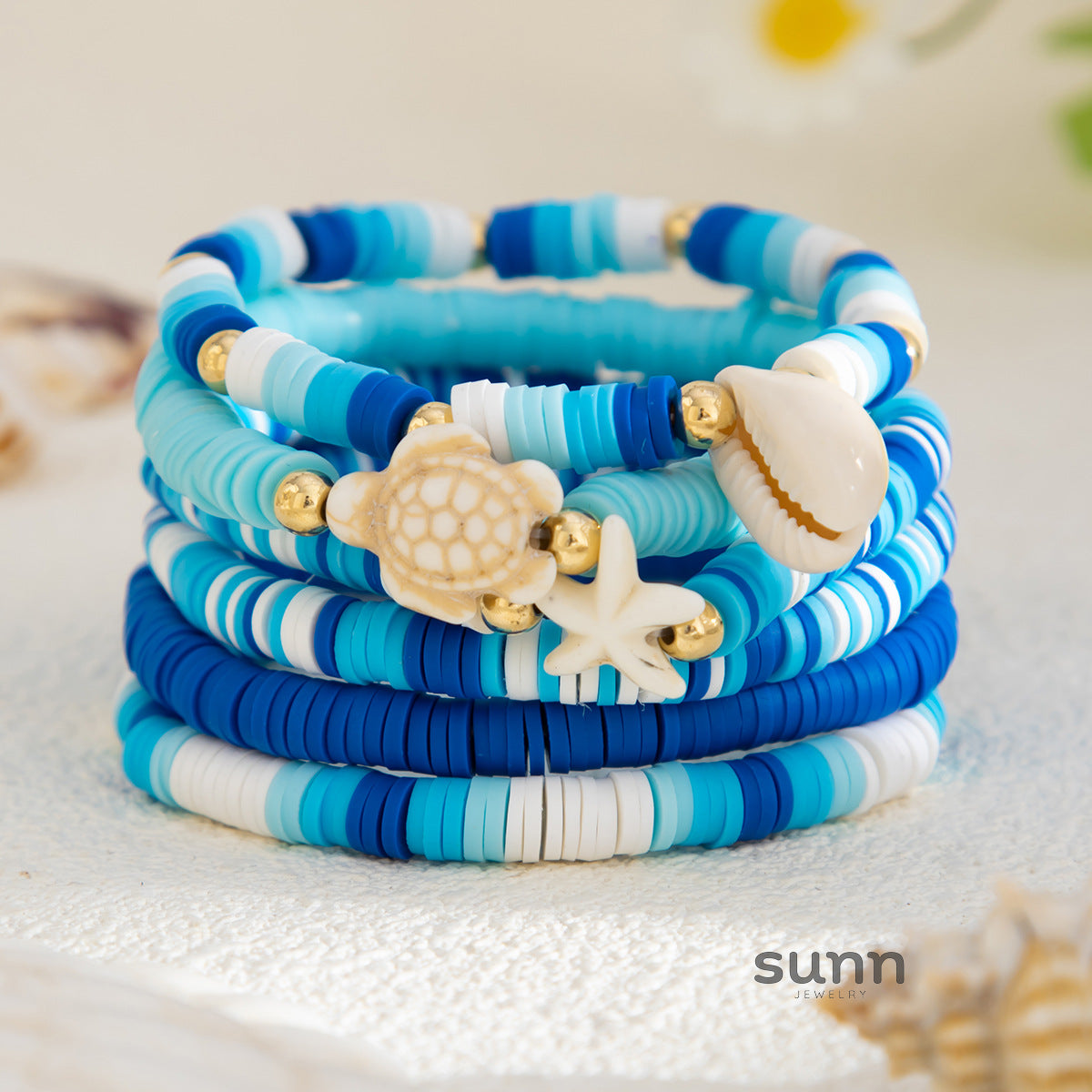 Brayley Beaded Shell Bracelet Set [NHLNBFAQ]
