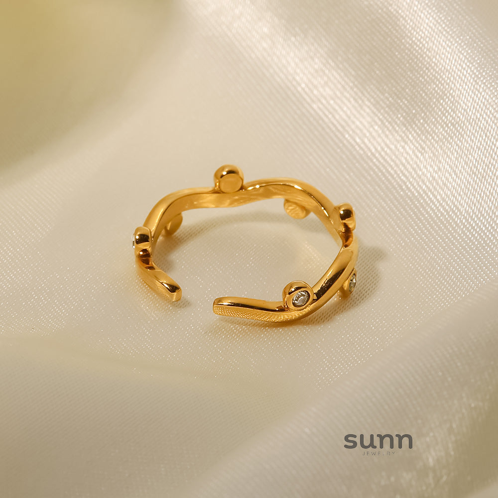 Brayley Leaf Diamond Open Ring [VHXR2JQ1]