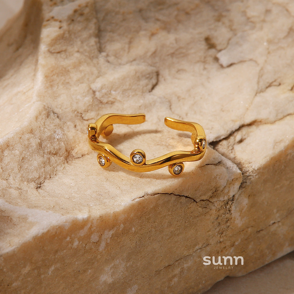 Brayley Leaf Diamond Open Ring [NEKYR0UO]