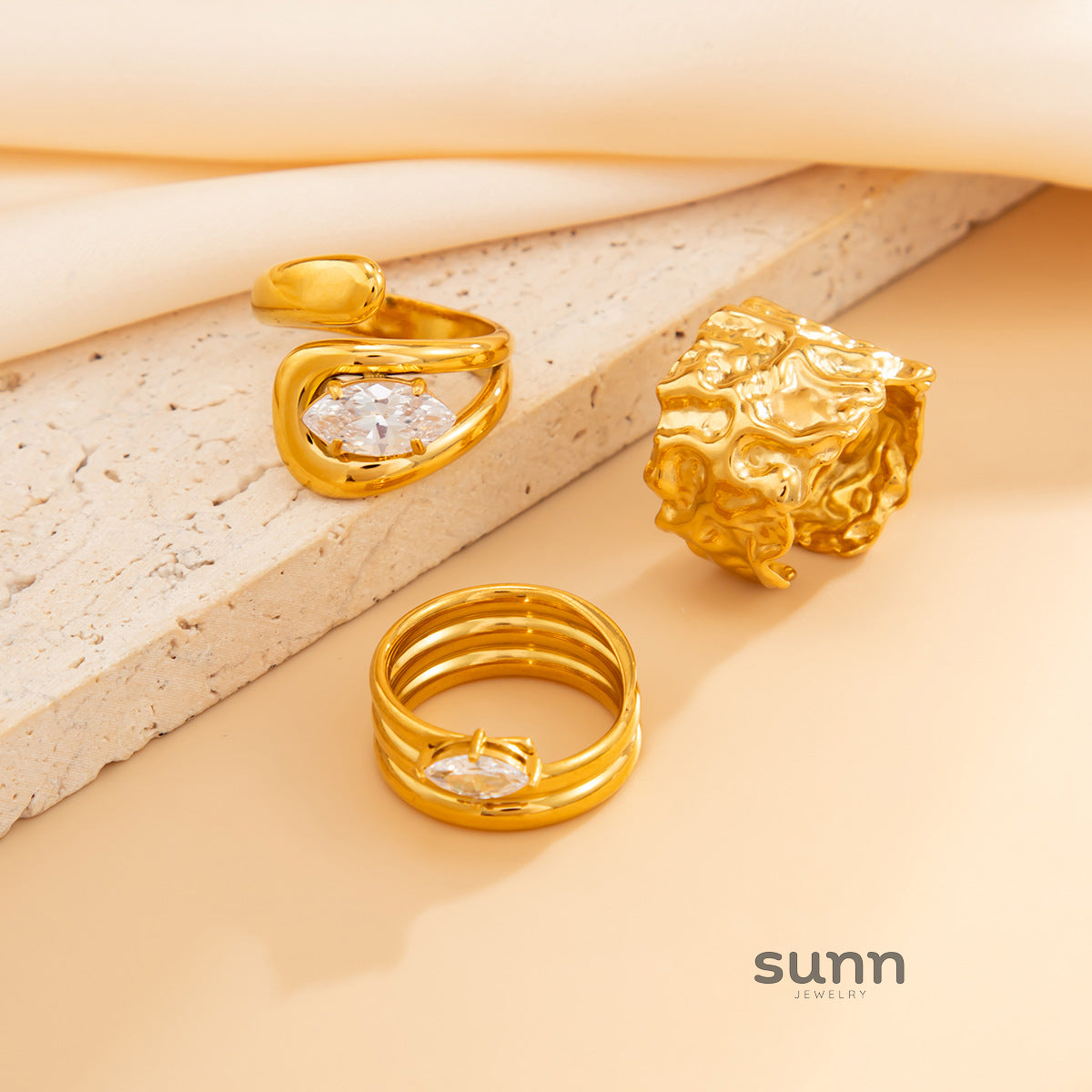 Braylie Irregular Open Ring Set [781E2JOT]