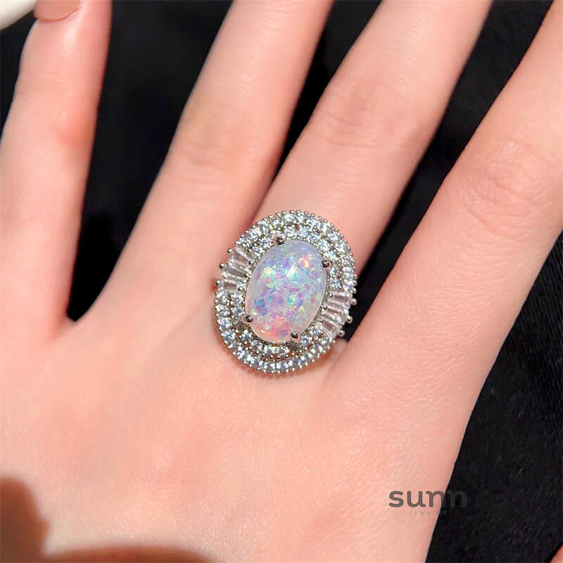 Brea Zircon Opal Halo Ring [21ATZW53]
