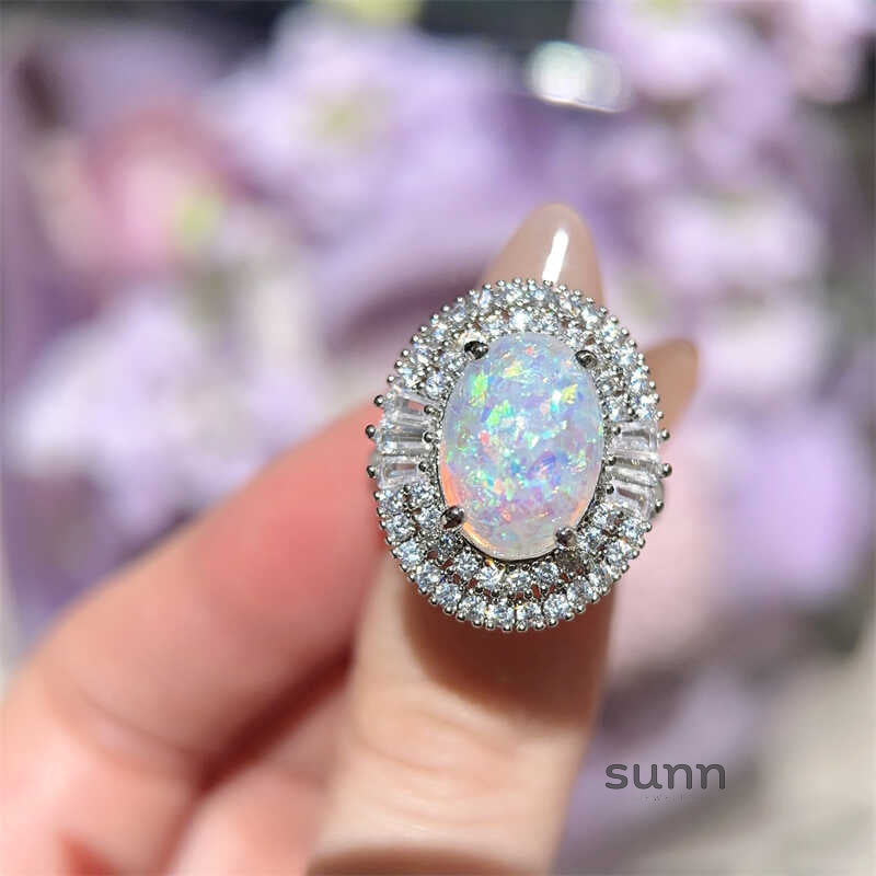 Brea Zircon Opal Halo Ring [N1R72J49]